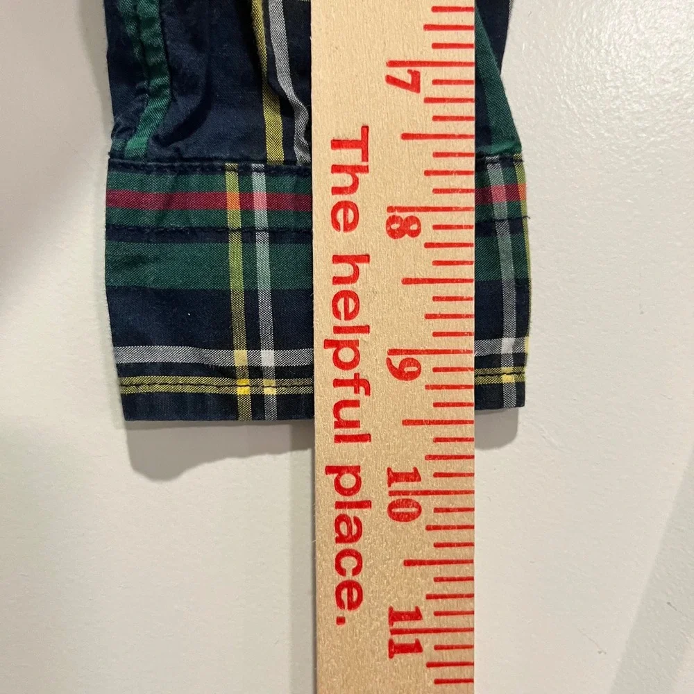 Ralph Lauren Boys Green Navy Plaid Button Down Shirt Size 3/3T Long Sleeve